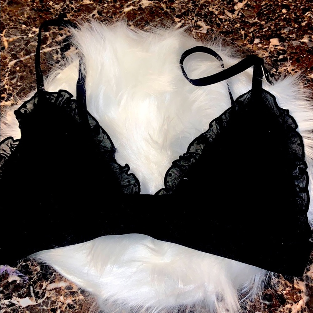 Black sheer polka dots bralets